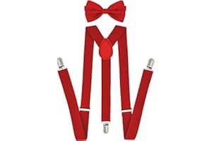trilece Suspenders for Men with Matching Bow Tie Sets - Unisex Men's Women's Costume Tuxedo Dress Suspenders and Bowtie