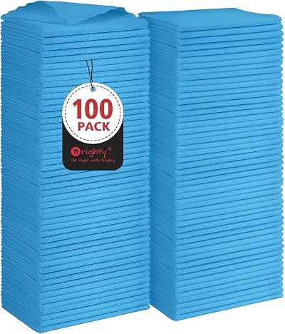 Orighty Microfiber Cleaning Cloths 100 Pack Reusable 11.5x11.5 Blue