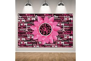 RVSTICTY Breast Cancer Awareness Backdrop for Photography Breast Cancer Banner October Pink Ribbon Decor Breast Cancer Decoration for Home Office Party-71×43''