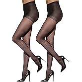 Silkies Women's Control Top Pantyhose with Run Resistant, Light Support Legs (2 Pair Pack)