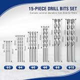 WORKPRO 15 Pieces Hammer Drill Bit Set Masonry Carbide Tip Concrete Brick Tile view 3