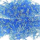 Chuxin 2100pcs/105g Glass Bugle Beads, Blue Tube Seed Beads for Jewelry Making, Mini Loose Glass Mixed Spacer Bead for Craft DIY Bracelet Necklaces