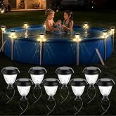 Solar Pool Lights for Framed Above Ground Pools 8 Pack LED Energy Saving Warm White Light Pools Enclosure Lighting Decor Swimming Pool Night Accessories for Yard Garden Fence Outdoor Decoration