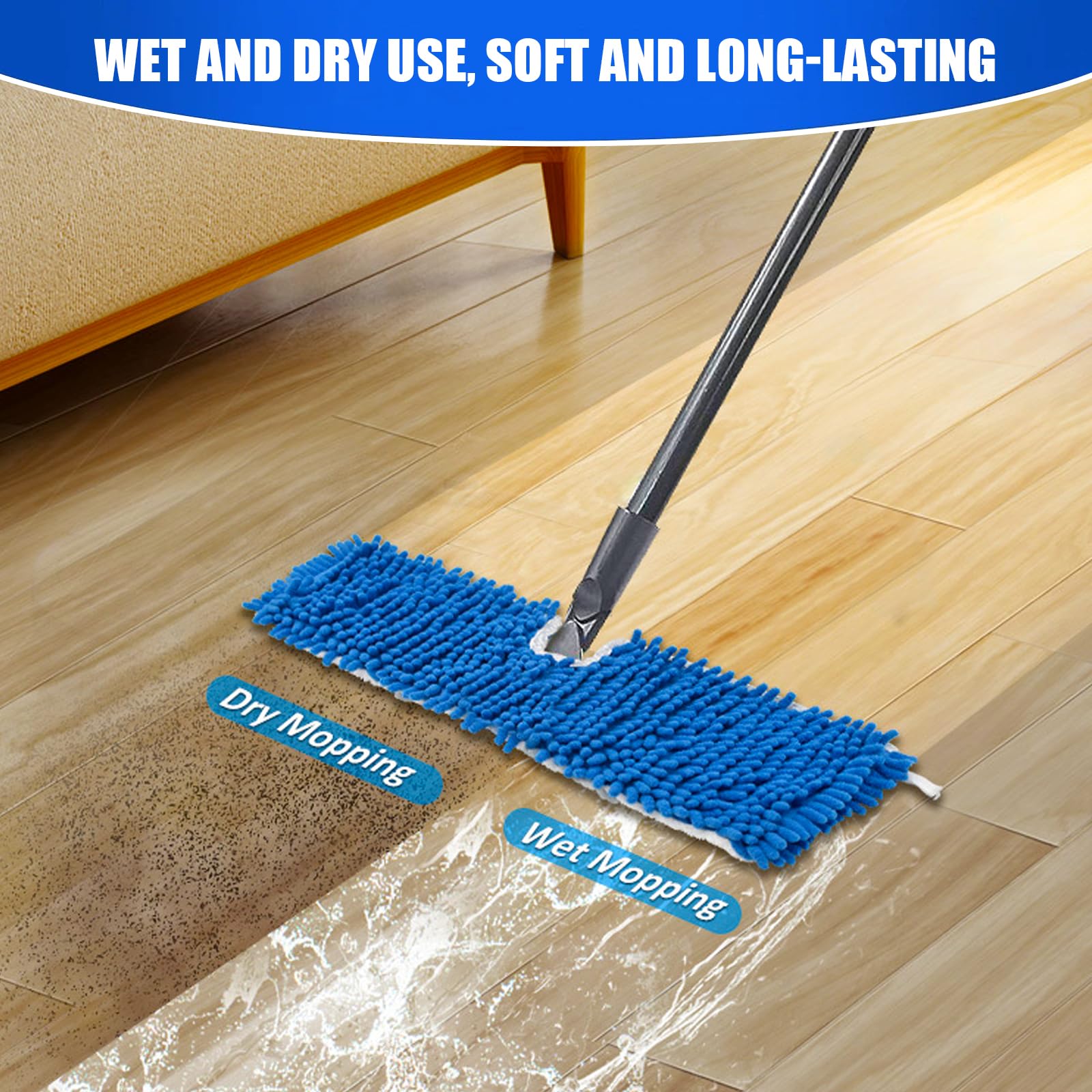 Dovcleing 2 Pack Microfiber Mop Refills Compatible with O-Cedar Dual-Action Flip Mop Resuable Replacement Mop Heads for Dry & Wet Use