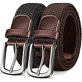 KEMISANT Men's Golf Belt 2 Pack-Braided Woven Stretch Belt for Gift Men Casual Jeans Sports Work 1 3/8"