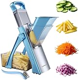 SupMaKin Safer Mandoline Slicer Plus for Kitchen Adjustable Potato Slicer | 0.1-8mm, Stainless Steel Blades,Potato Fry Cutter, Vegetable Chopper, Detachable,Foldable Dishwasher Safe, Gifts
