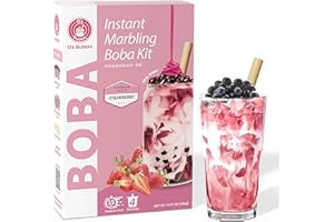 O's Bubble Instant Boba Kit Marbling Boba Kit | boba tea kit | Tapioca pearl | Marbling Syrup | Non-Dairy | Shelf Stable | Vegan | Gluten-Free | Strawberry (Pack of 4)
