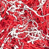 Amsthow Red and White Crinkle Paper Filler Shredded Paper Cut 1/2 LB Gift Basket Box Wrap Basket Raffia Grass Stuffing for Valentine Day Easter Birthday Decoration Wedding