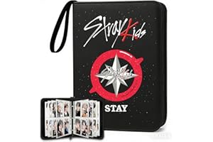 Photocard Binder for Stray SKZ Cards,4 Pocket with 60 Sleeves up to 400 Cards Pink Cute Photo Album for Fans Boys and Girls (