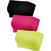 HESTYA Women's Strapless Bralette Bra Seamless Bandeau Soft Stretchy Non-Padded Bandeau Tube Top Sport Bra, 3 Pieces