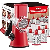 GDL Rotary Cheese Grater, Upgraded 5-in-1 Cheese Grater Hand Crank, Multi-Purpose Cheese Shredder with Handle, Vegetable Slic