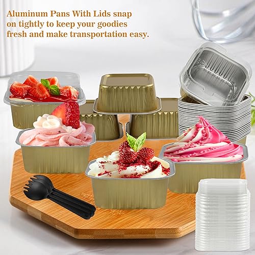 Foil Baking Cups, BAKINGPAK 30PCS 5OZ Mini Cake Pans Cake Cups
