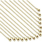 TOSCALINA 20 Pack Necklace Chains Gold Plated Stainless Steel Cable Chain Necklace Bulk for Jewelry Making, 24 Inches