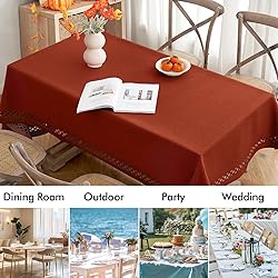 MIULEE Burnt Orange Thick Polyester Linen Rectangle