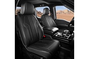 FEINEPRO Seat Covers for Ford F150 2015-2025, F250 F350 F450 Crew Cab 2017-2025, Faux Leather Car Seat Covers Full Set, Waterproof Seat Covers for Cars Trucks Pickup,Black