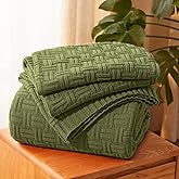 Aormenzy 50x60 Cozy Acrylic Cable Knit Blanket for Couch, Sofa, Bed, Olive Green (1.7lb)