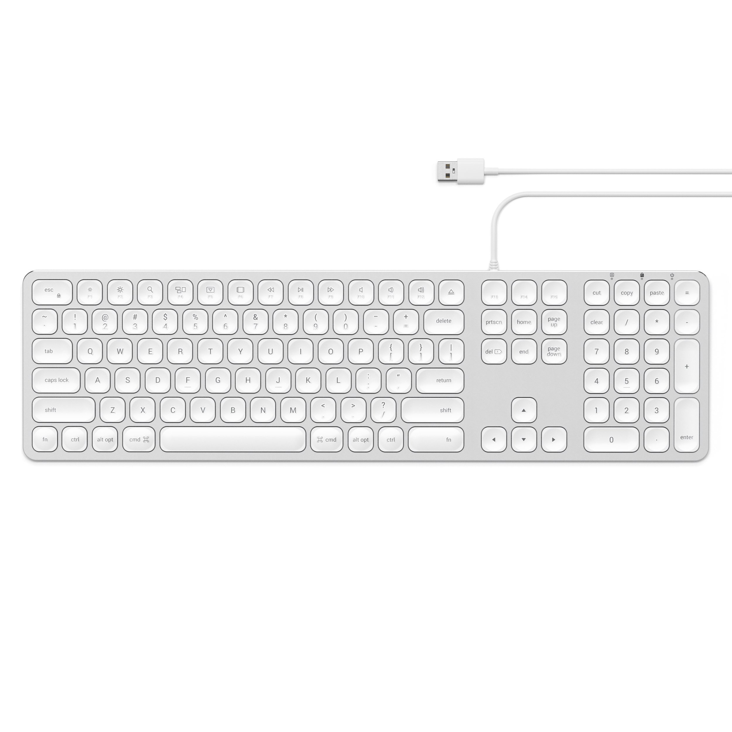 Satechi Aluminum USB Wired Keyboard with Numeric Keypad - For MacBook Pro/Air, iPad Pro/Air, Mac Mini, iMac (English, Silver)