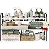 NETEL Under Sink Organizers and Storage, 2 Tier Expandable Under Cabinet Organizer Shelf with 4 Baskets and 4 Panels, Expandable Shelf for Cupboard, Kitchen, Bathroom, Shoe Storage Rack