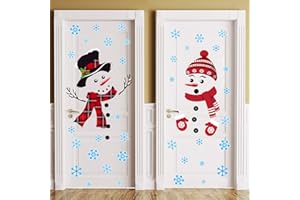 IMISHM 4 Sheet Christmas Decorations - Removable Wall Stickers with Snowman, Snowflake Decals for Windows, Doors & Refrigerators