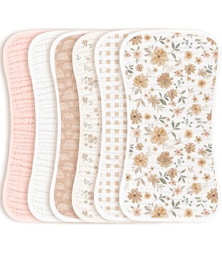 8-Pack Muslin Burp Cloths - 10x20 Inch 6-Layer Absorbent Baby Cloths, Multi Colors