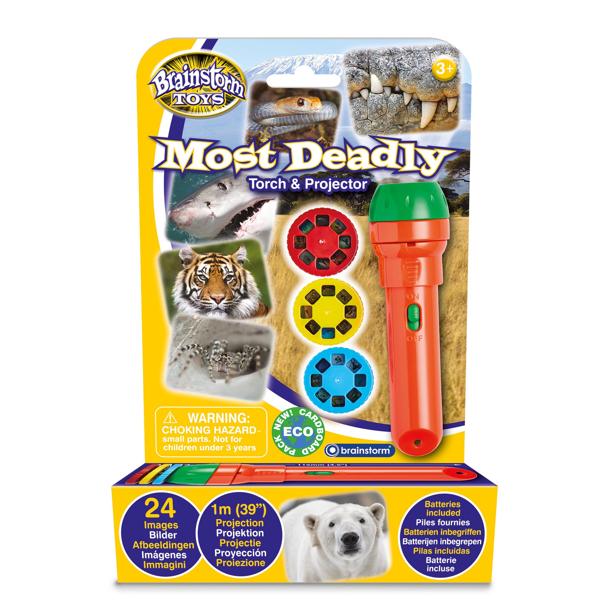 Brainstorm TOYS STEM Most Deadly Torch and Projector – 24 Images, Projects Clear Magical Pictures Up to 1m Wide, Interactive Kids Flashlight Toy