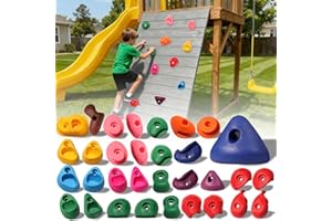 NEATATOU 32 PCS Rock Climbing Holds for Kids,Rock Climbing Wall Grips Climbing Rocks Wall Kit for Indoor and Outdoor Playground Play Set with Hardware