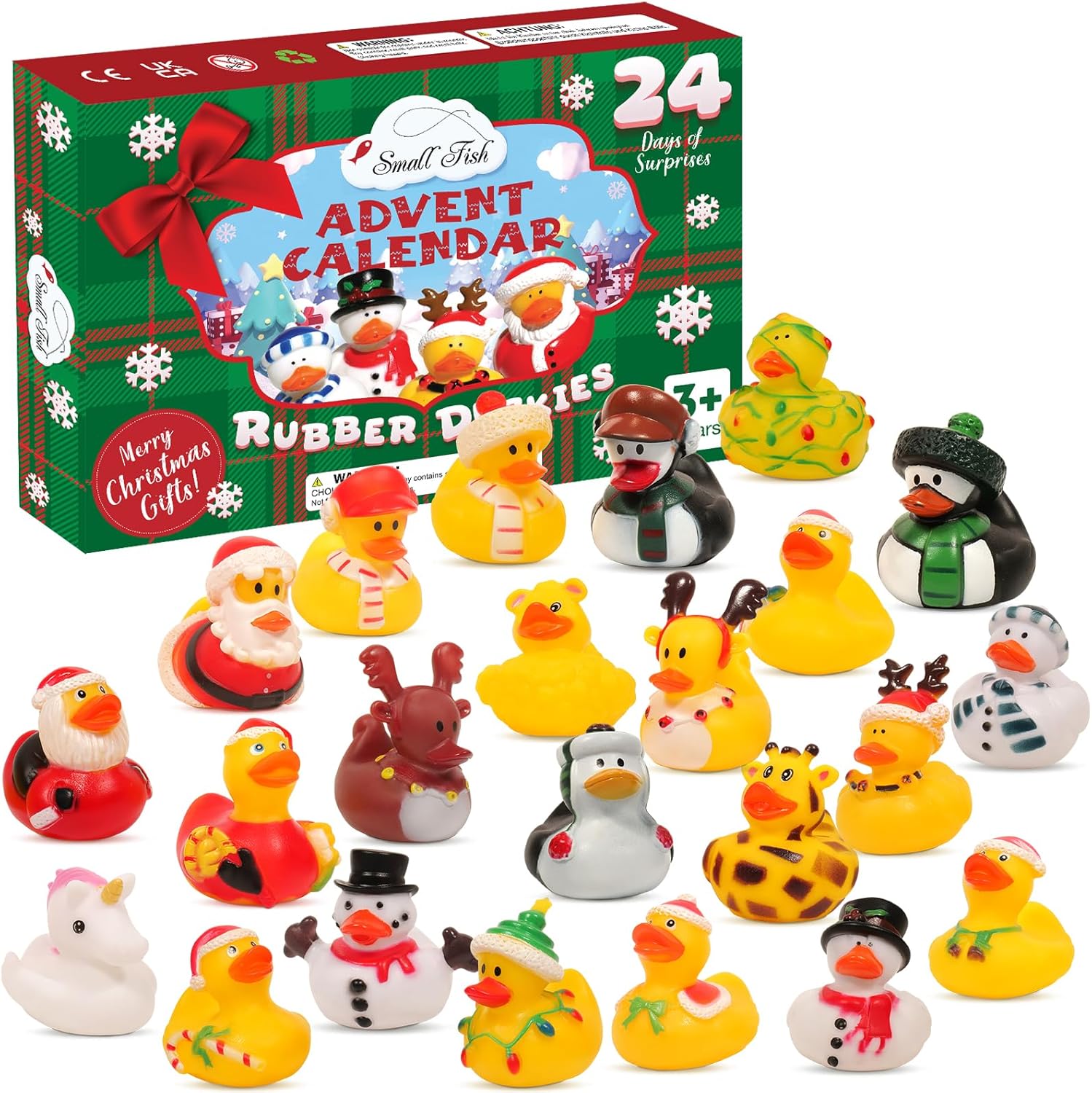 Advent Calendars - Advent Calendar 2023 - Christmas Countdown Calendar 24 Days of Surprises Rubber Duck Toys, Stocking Stuffers for Kids Baby Toddlers, Count Down Advent with Christmas Ducks Gifts for Girls Boys Adults