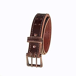 Men’s Classic Leather Belt, Double Prong Retro