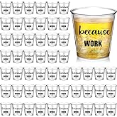 Nuogo 50 Pcs Christmas Funny Coworker Gifts Because Work Shot Glasses Bulk 2.87 oz Disposable Plastic Cups Office Gifts Christmas Employee Appreciation Colleague and Retirement Party Favors