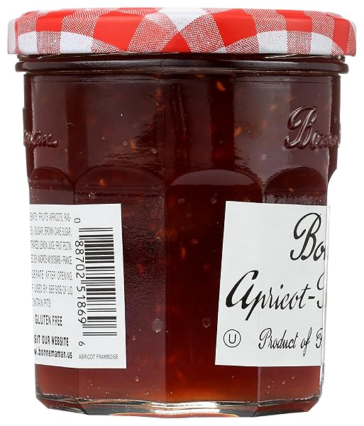 BONNE MAMAN APRICOT RASPBERRY PRESERVES, 13 OZ