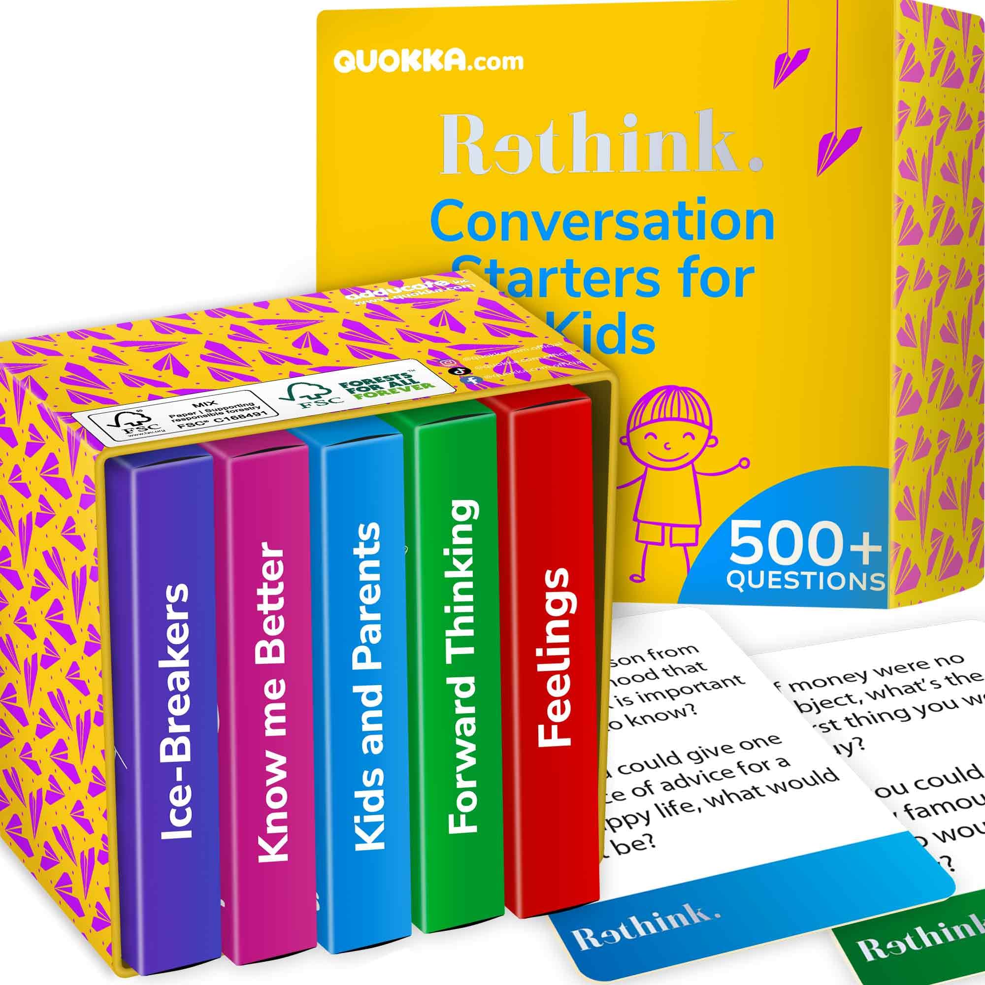 QUOKKA Board Games Kids For 8-10 Year Olds - Conversation Starter Cards Games For Kids | 500 Questions | Premier Version | Do You Really Know Your Family Game - Fun Talking Game for Family Night — image 1