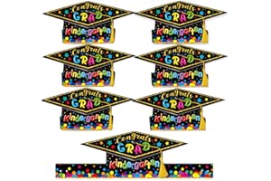 ADDUSTER 30 Pieces Preschool Paper Graduation Crown for Kids Colorful Adjustable Paper Hats Graduation Congrats Hats for Kindergarten Student Grad Ceremony Party Supplies