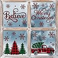 Horaldaily 226 PCS Christmas Window Cling Sticker, Red Green Trees Snow Truck for Home Party Supplies Shop Window Glass Displ