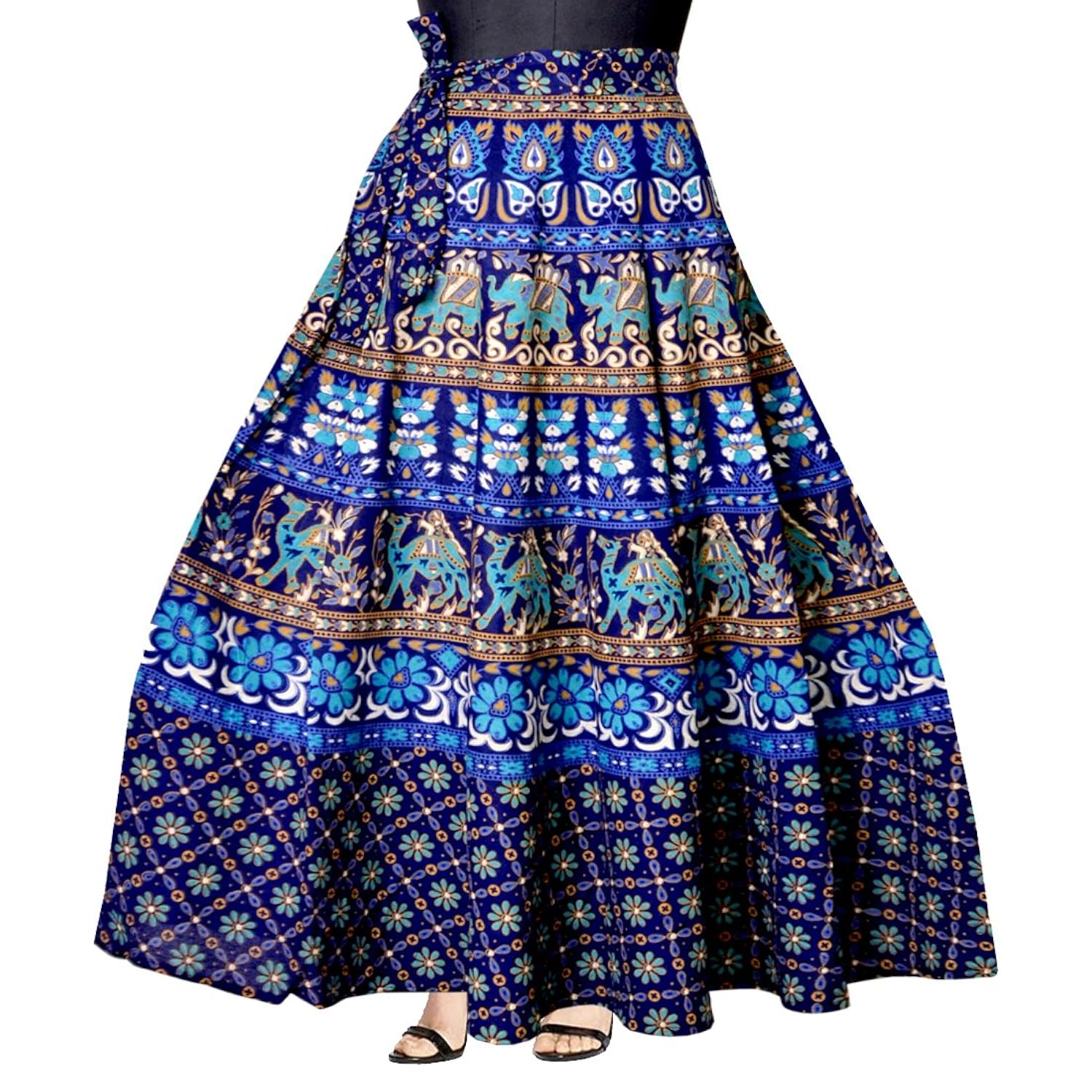 jwf cotton printed women's long skirt (multi-coloured)