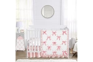 Sweet Jojo Designs 4-Piece Baby Crib Bedding Set (Pink Bows) for Girls, Infants/Nursery incl. Blanket, Fitted Sheet, Skirt, Diaper Stacker (Ruffles, Bow, Ballet Dancer, Ballerina Princess Collection)