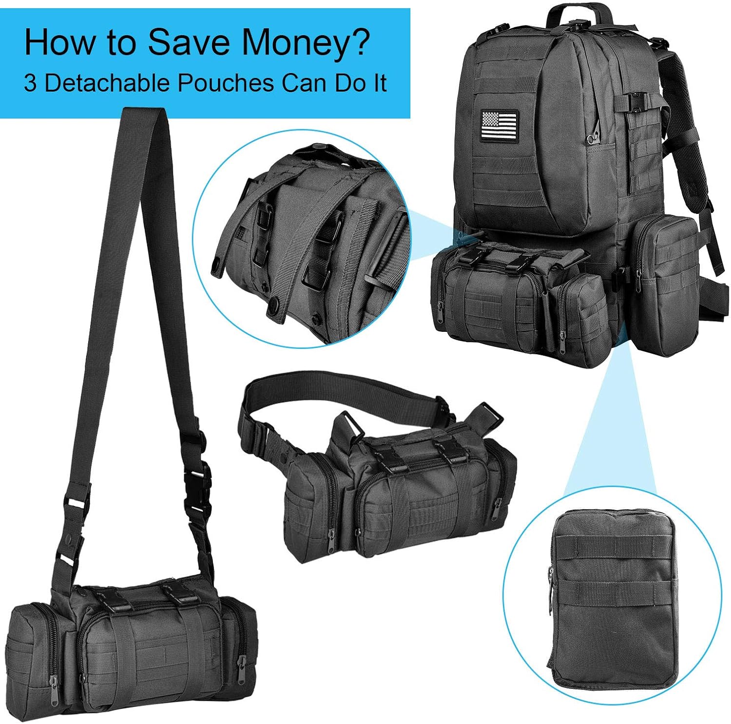 CVLIFE Military Tactical Backpack Army Rucksack Assault Pack Built-up Molle Bag : Clothing