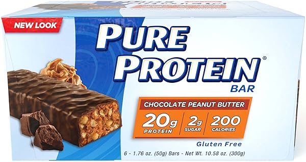 PURE PROTEIN–HIGH PROTEIN BAR CHOCOLATE PEANUT BUTTER–PROTEIN BARS–20 GRAMS OF PROTEIN PER BAR–GLUTEN FREE–6-1.76-OUNCE BARS