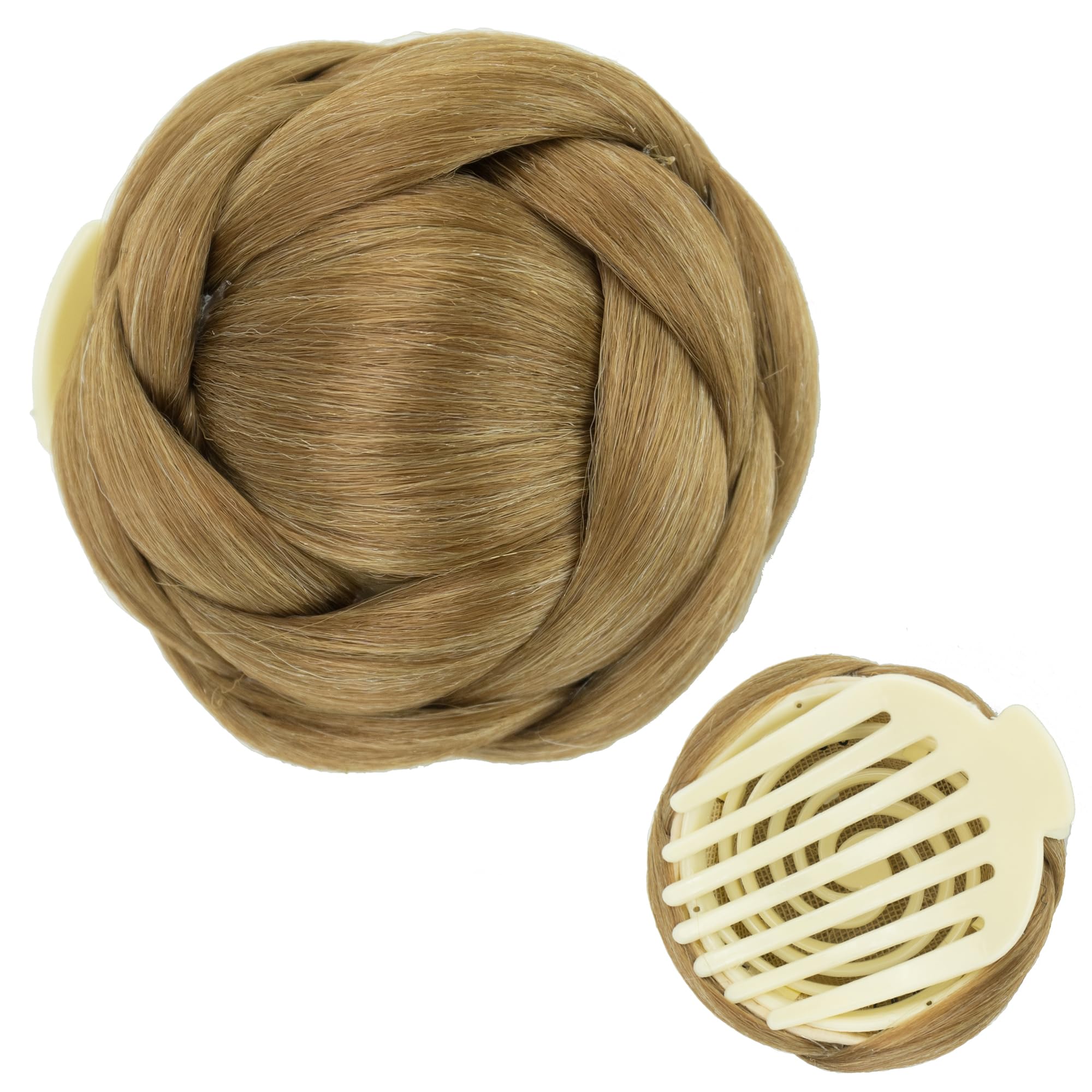 Photo 1 of IMISSU Braided Chignon Dancer Hair Donut Hairpieces Scrunchie Claw Hair Bun Updo for Wedding Party (M1 Mix Copper)