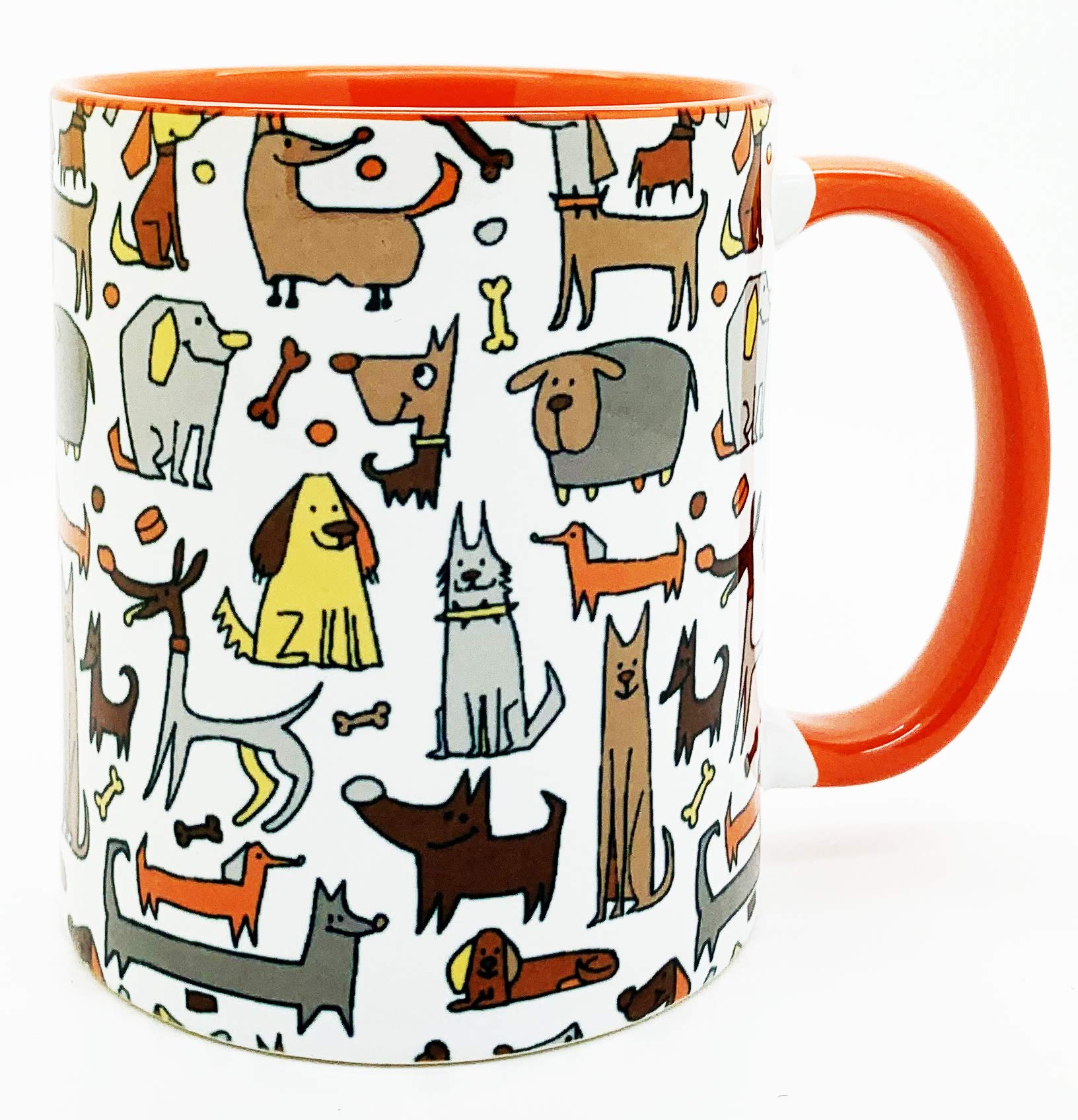 Half a Donkey The Dog and Bone Mug with Orange Glazed Handle and Inner