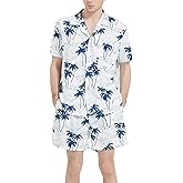 MYJAJAYI Mens Beach Shirt Shorts Set 2 Piece Casual Short Sleeve Button Down Shirts Outfits Summer