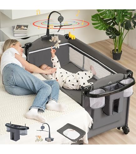 Lot De 2 Sacs De Rangement Suspendus Pour Lit Bébé - 2 Poches, Coton Doux, Pour Couches, Vêtements, Jouets