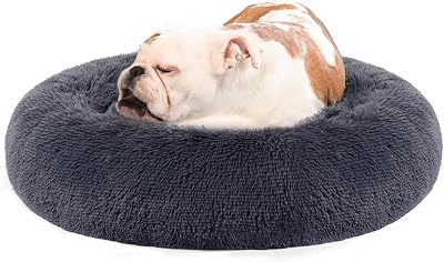 Feandrea Donut Dog Bed 80 cm Dark Grey with Removable Washable Cover