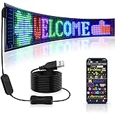 RAYHOME Scrolling Huge Bright Advertising LED Signs, Flexible USB 5V LED Store Sign Bluetooth App Control Custom Text Pattern Animation Programmable Display for Store Car Bar Hotel (27''x5'')