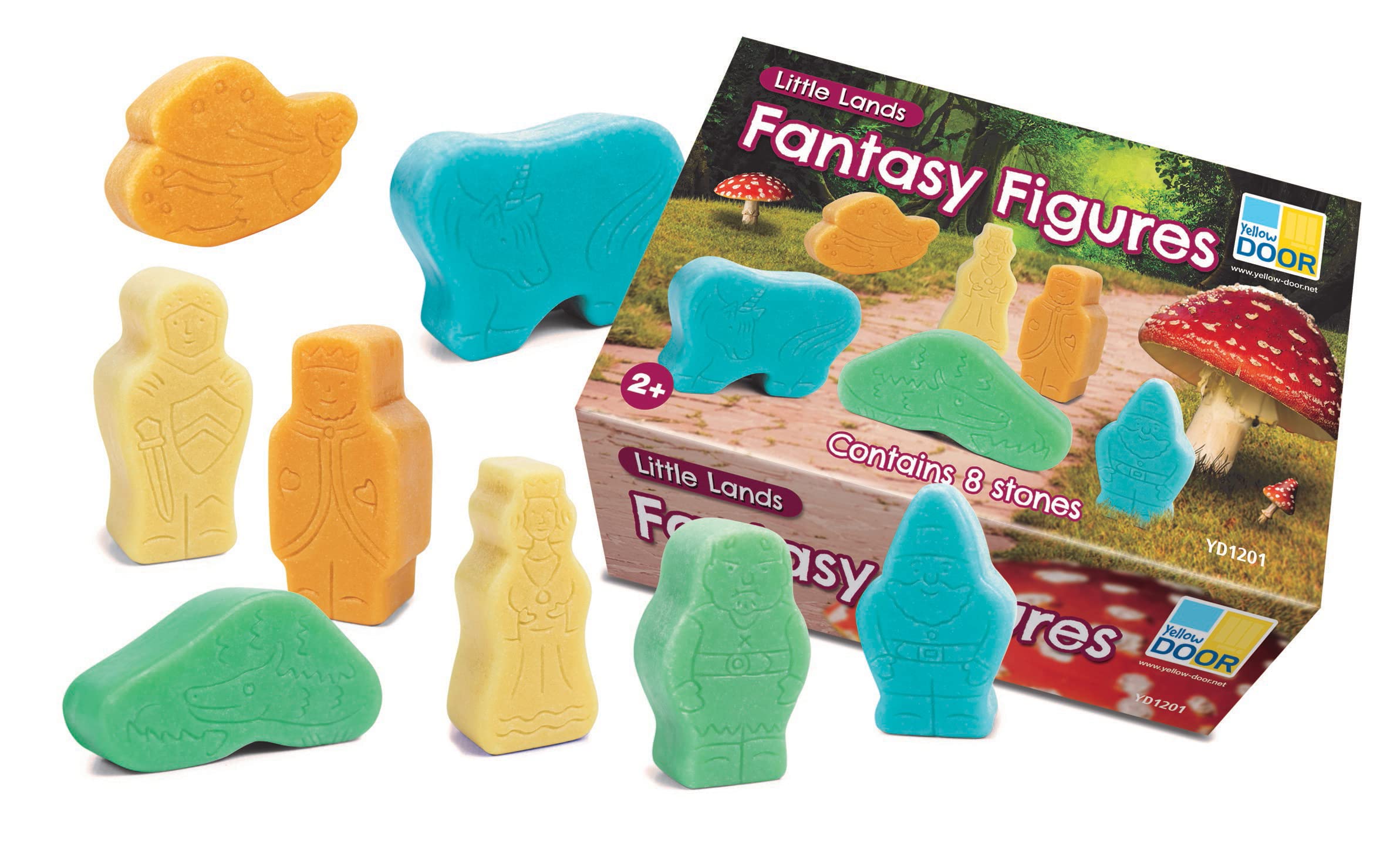 Yellow Door Little Lands: Fantasy Figures | Set of 8 toy Fairytale figures | fairy, king, knight, ogre, queen, unicorn | Small World Pretend Play | Outdoor Learning | imaginative play kids age 2 3 4 5