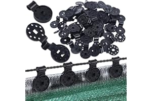 XSHANG 50Pcs Mesh Shade Cloth Clips, 2024 New Shade Cloth Lock Grip, Round Shade Plastic Black Clips for Outdoor Garden Netting, Anti Bird Net, Sun Shade Net, Patio Accessories (Black 50pcs)