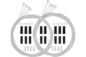 LiuTaoWMX Bike Brake Cable Kit, Bicycle Brake Cable for Road & Mountain, 40Pcs Universal Bike Shifter Cable and Brake Cable with Silver End Caps, O-Rings, Brake Cable and Shift Cable End Caps