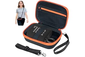 Hoarecal Portable Hard EVA Case for JBL Go 3, 3 Eco and Go 4, Waterproof & Shockproof Bluetooth Speaker Case with 63'' Adjustable Strap, Travel Carrying Cases for Outdoor, Camping or Beach - Black