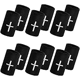 VioraWhite 12 Pcs Faith Sports Wristbands Bulk for Men Women | Absorbent Terry Cloth Ideal for Baseball Football Basketball Running, Religious Embroidered Design, Soft Elastic Fabric