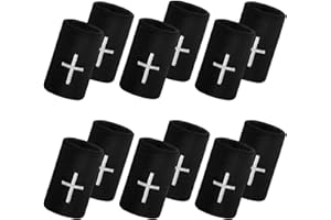 Viorawhite 12 Packs Faith Cross Sports Wristbands for Men Women Christian Faith Absorbent Sweat Band Religious Wrist Bands for Baseball Football Basketball Running Gym Working Out