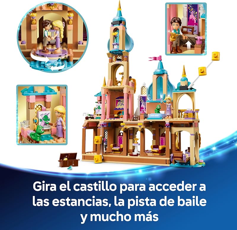 | Brinquedo Disney Princesses Rapunzel Castle – Decoração do Quarto – 4 Mini Bonecas & Figura Camaleão – Presente de Aniversário para Meninas de 6+ Anos & Fãs Enrolados – 43297